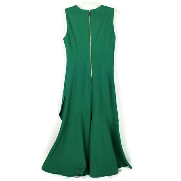 Calvin Klein Green Flounce Midi Sheath Dress Womens Size 4 - Picture 2 of 14